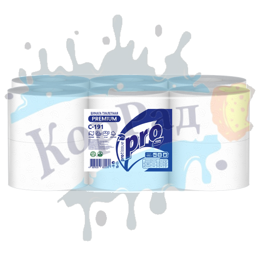Бумага туалетная  "Protissue", 2 слоя, 170м, 12 рул, 1360 л, 95*125 мм, арт. С191