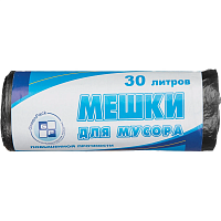 Мешки для мусора 30 л черный, металлик (ПНД 10 мкм, 25 штук в рулоне)