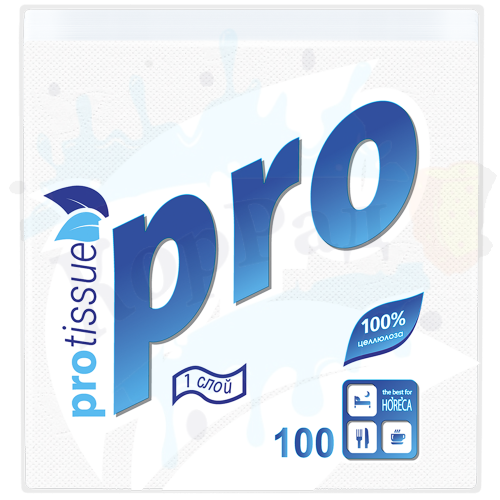 Салфетки бумажные "Protissue", 1  слой  (100 листов 24х24), арт.С184 (М)