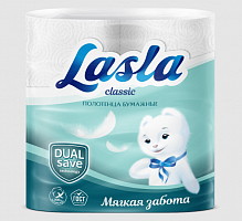 Полотенца бумажные 2 рулона Lasla Classic на втулке 2 слоя белые