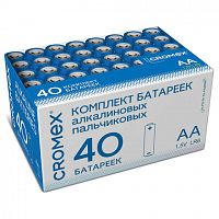Батарейки алкалиновые "пальчиковые" КОМПЛЕКТ 40 шт., CROMEX Alkaline, АА (LR6,15А), в коробке