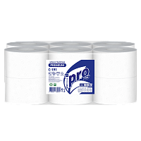 Бумага туалетная  "Protissue", 2 слоя, 170м, 12 рул, 1360 л, 95*125 мм, арт. С191