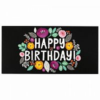 Конверт для денег «HAPPY BIRTHDAY!», Цветы, 166×82 мм, выборочный лак, ЗОЛОТАЯ СКАЗКА