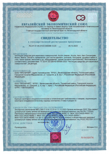 Acrylic Сleaner (Акрилик Клинер) 0,75л, Чистящее средство для акриловых поверхностей фото 2